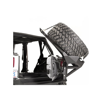 Fab Fours Spare Tire Carrier 2 Stage Black Powder Coated Slant Back Tire Carrier l JK2070-1