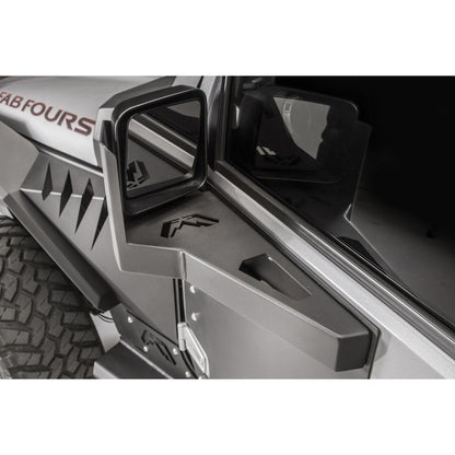 Fab Fours Door Skin Mirror Guard Front Matte Black Powder Coat l JK3001-1