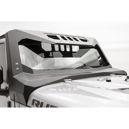 Fab Fours ViCowl Combines Roof Visor And Cowl 2 Stage Matte Black Powdercoat l JK3020-1
