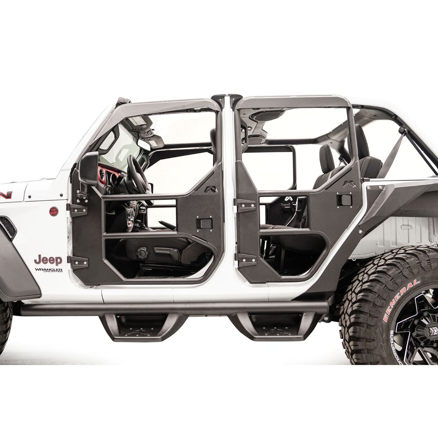 Fab Fours Full Tube Doors Rear Door 2 Stage Matte Black Powder Coat l JL1031-1