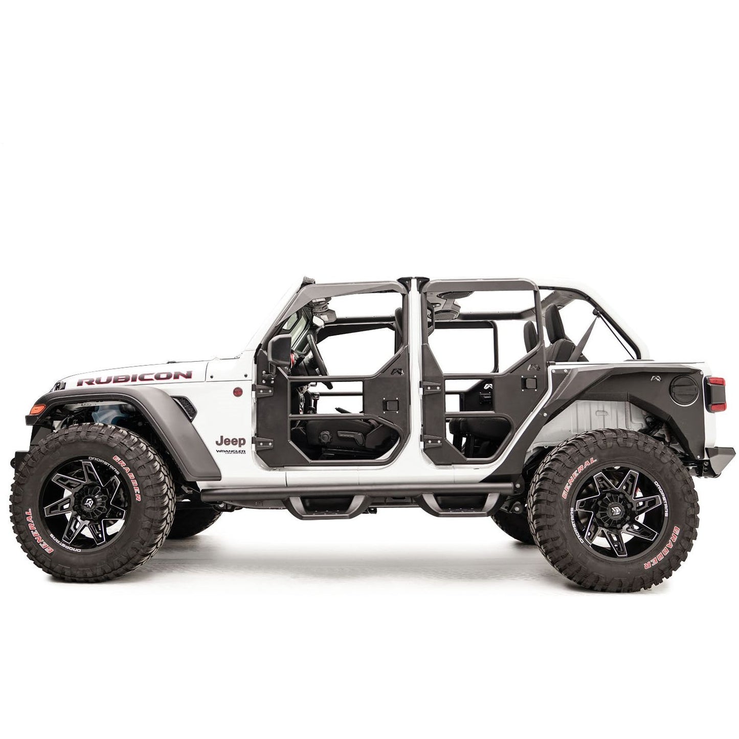 Fab Fours Full Tube Doors Rear Door 2 Stage Matte Black Powder Coat l JL1031-1