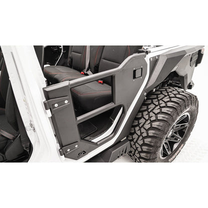 Fab Fours Half Tube Doors Rear Door 2 Stage Matte Black Powder Coat l JL1033-1