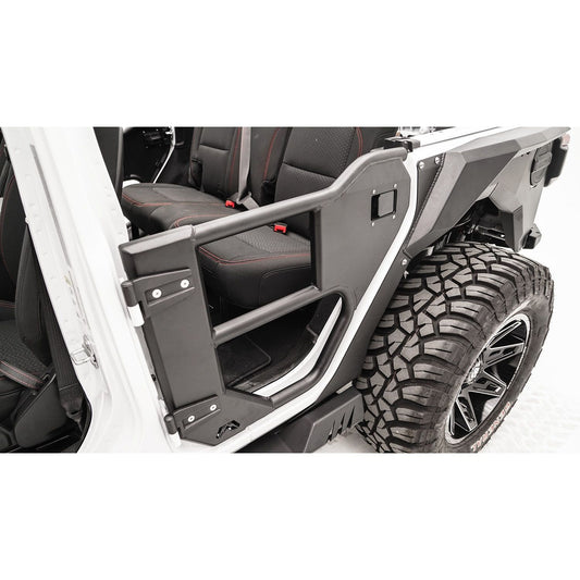 Fab Fours Half Tube Doors Rear Door 2 Stage Matte Black Powder Coat l JL1033-1