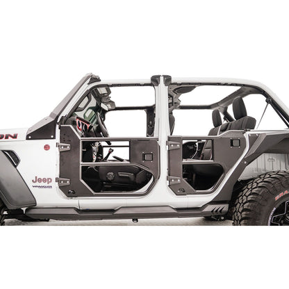 Fab Fours Half Tube Doors Rear Door 2 Stage Matte Black Powder Coat l JL1033-1