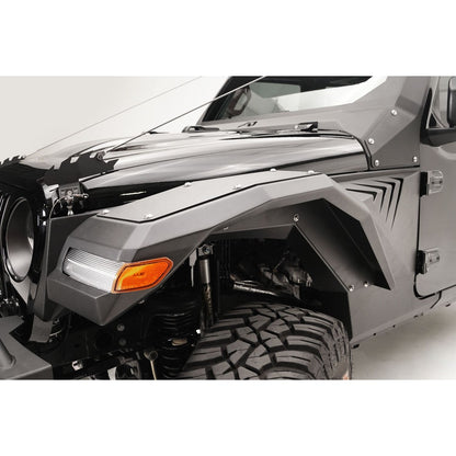 Fab Fours Fender Flare 2 Stage Black Powder Coated Full Width Front w/Base Fender l JL2006-1