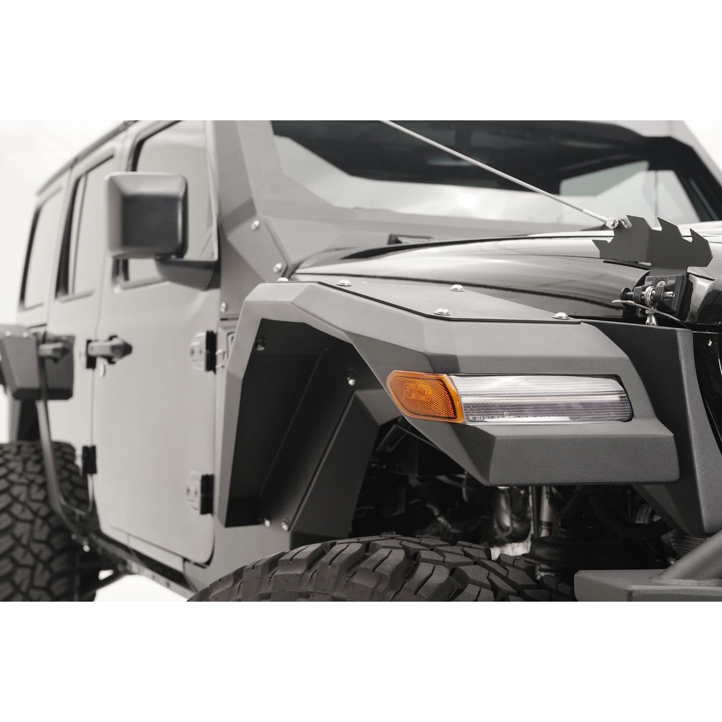 Fab Fours Fender Flare 2 Stage Black Powder Coated Full Width Front w/Base Fender l JL2006-1