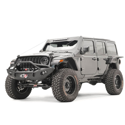 Fab Fours Fender Flare 2 Stage Black Powder Coated Full Width Front w/Base Fender l JL2006-1