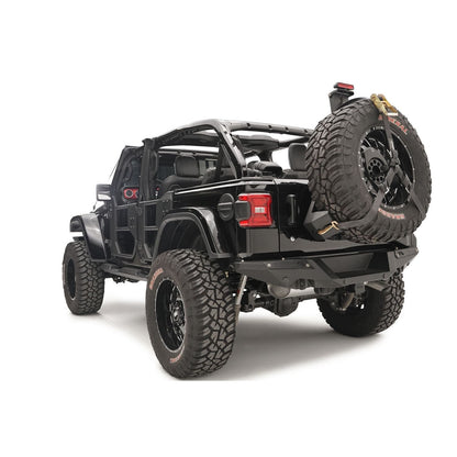 Fab Fours Spare Tire Carrier 2 Stage Black Powder Coated Slant Back Tire Carrier l JL2070-1