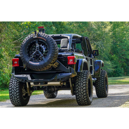 Fab Fours Spare Tire Carrier 2 Stage Black Powder Coated Slant Back Tire Carrier l JL2070-1