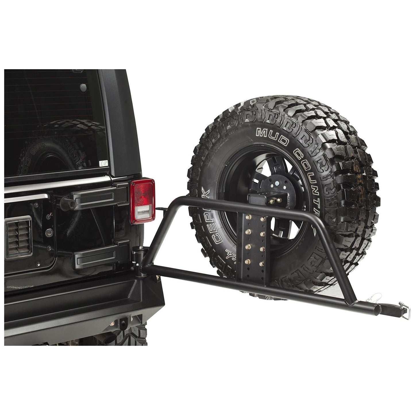 Fab Fours Spare Tire Carrier 2 Stage Black Powder Coated For Use w/PN[JP97-Y1051/JK07-Y1251] l JP-Y1251T-1