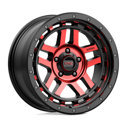KMC KM540 RECON GLOSS BLACK MACHINED WITH RED TINT