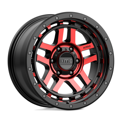 KMC KM540 RECON GLOSS BLACK MACHINED WITH RED TINT