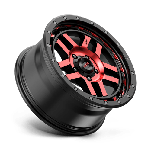 KMC KM540 RECON GLOSS BLACK MACHINED WITH RED TINT