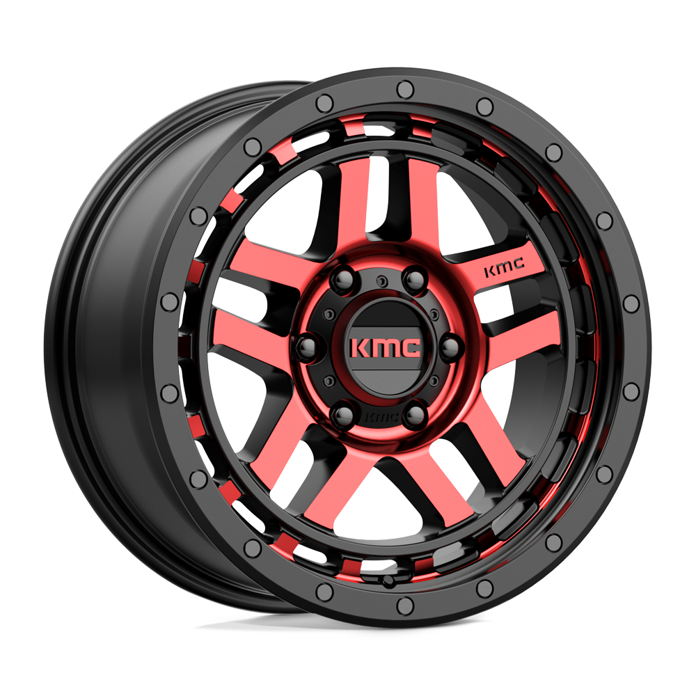 KMC KM540 RECON GLOSS BLACK MACHINED WITH RED TINT