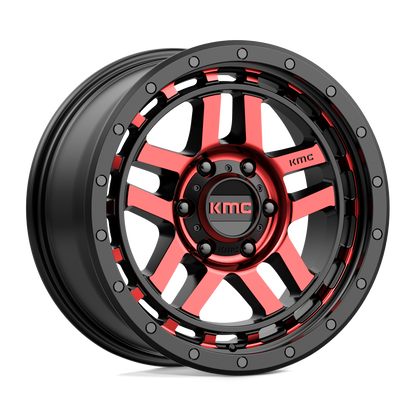 KMC KM540 RECON GLOSS BLACK MACHINED WITH RED TINT