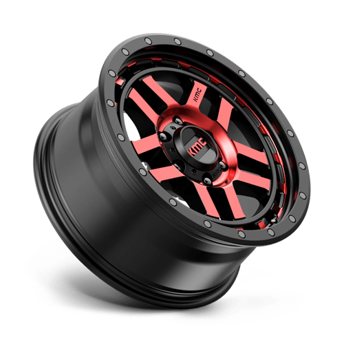 KMC KM540 RECON GLOSS BLACK MACHINED WITH RED TINT
