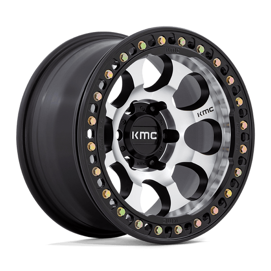 KMC KM237 RIOT BEADLOCK MACHINED FACE SATIN BLACK WINDOWS WITH SATIN BLACK RING