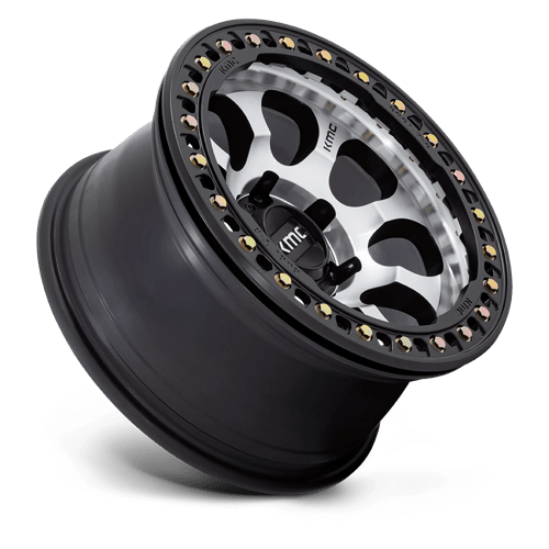 KMC KM237 RIOT BEADLOCK MACHINED FACE SATIN BLACK WINDOWS WITH SATIN BLACK RING