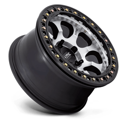 KMC KM237 RIOT BEADLOCK MACHINED FACE SATIN BLACK WINDOWS WITH SATIN BLACK RING