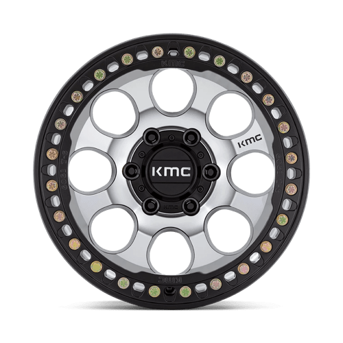 KMC KM237 RIOT BEADLOCK MACHINED FACE SATIN BLACK WINDOWS WITH SATIN BLACK RING