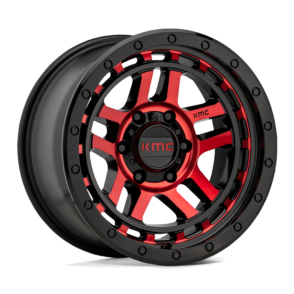 KMC KM540 RECON GLOSS BLACK MACHINED WITH RED TINT