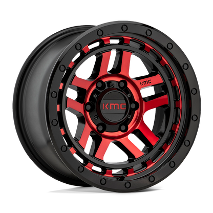 KMC KM540 RECON GLOSS BLACK MACHINED WITH RED TINT