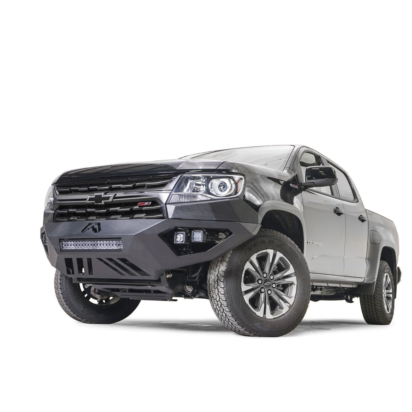 Fab Fours Vengeance Front Bumper No Guard Black Powder Coat 75 lbs. Weight 15 in. Height 71 in. Width 31.75 in. Depth l CC21-D5151-1