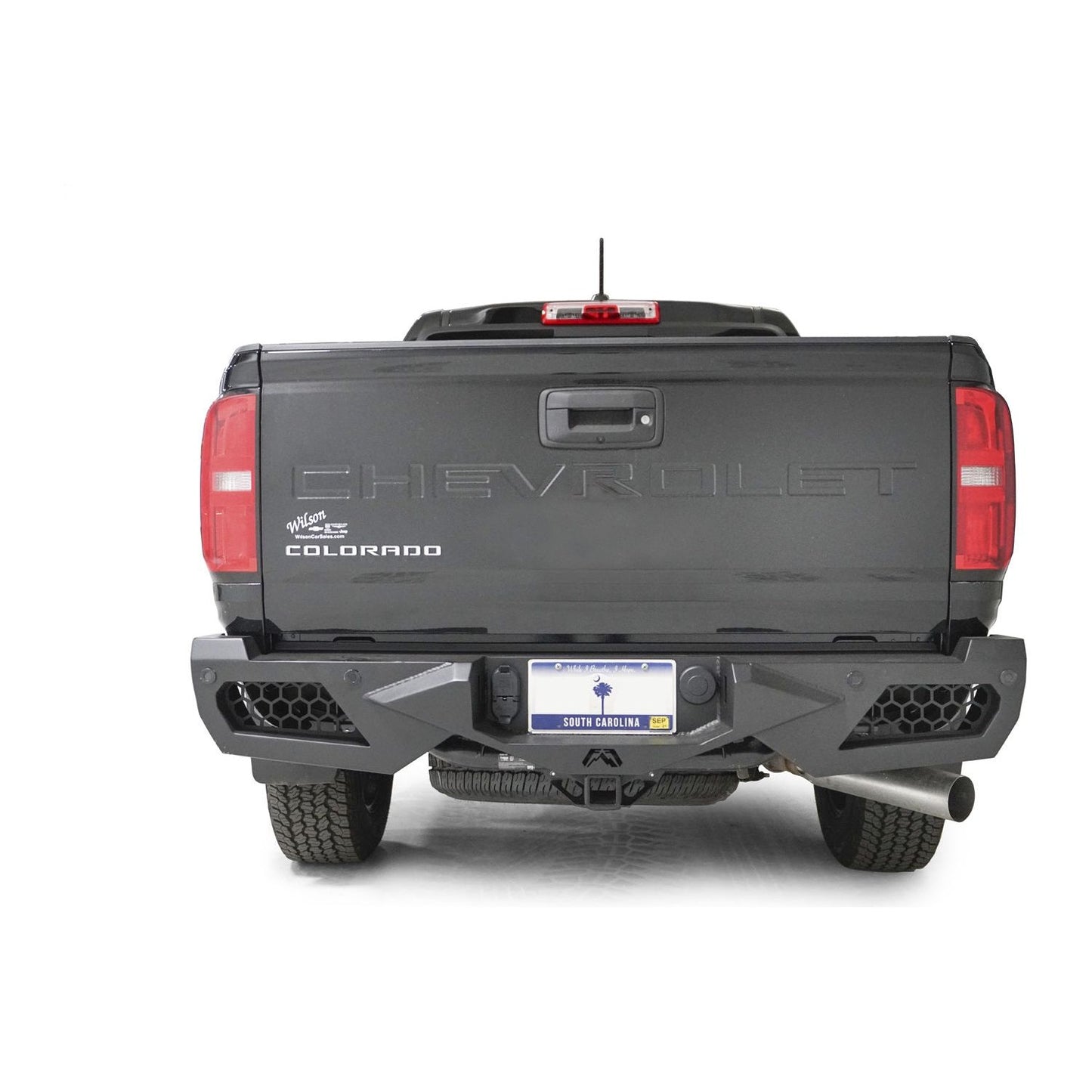 Fab Fours Vengeance Rear Bumper Black Powder Coat 75 lbs. Weight 11 in. Height 66.5 in. Width 11 in. Depth l CC21-E3352-1