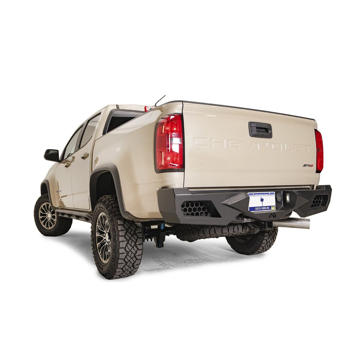 Fab Fours Vengeance Rear Bumper Black Powder Coat 75 lbs. Weight 11 in. Height 66.5 in. Width 11 in. Depth l CC21-E3352-1