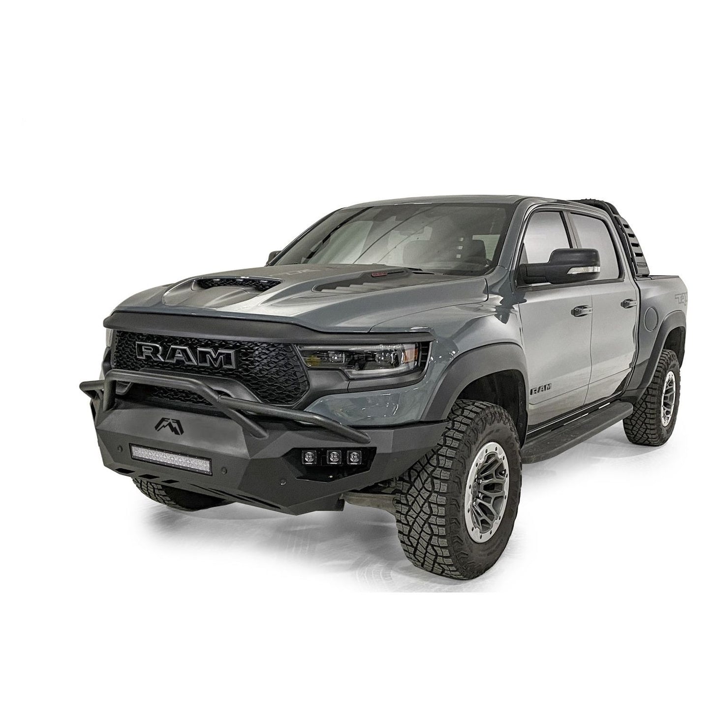 Fab Fours Vengeance Front Bumper Pre-Runner Guard Sensor Compatible 2 Stage Matte Black Powder Coat l DX21-V4552-1