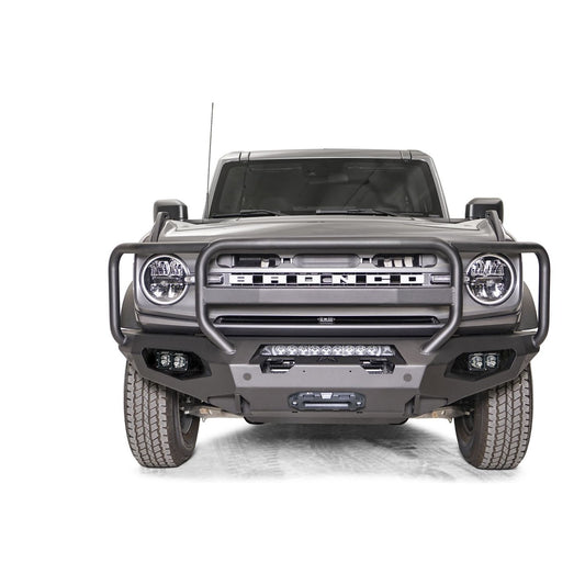 Fab Fours Matrix Front Bumper w/Full Grill Guard 2 Stage Matte Black Powder Coat l FB21-X5250-1