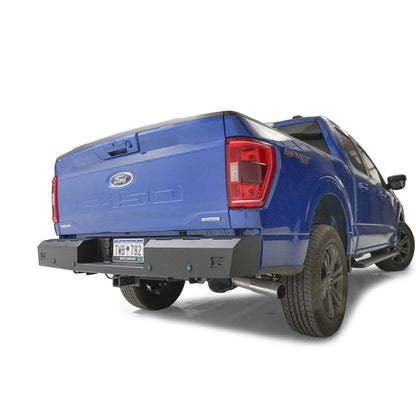 Fab Fours Red Steel Rear Bumper Logo Cut-Out 11 Gauge Steel Sensor Compatible Black Powder Coat 75 lbs. Weight l FF21-RT5150-1