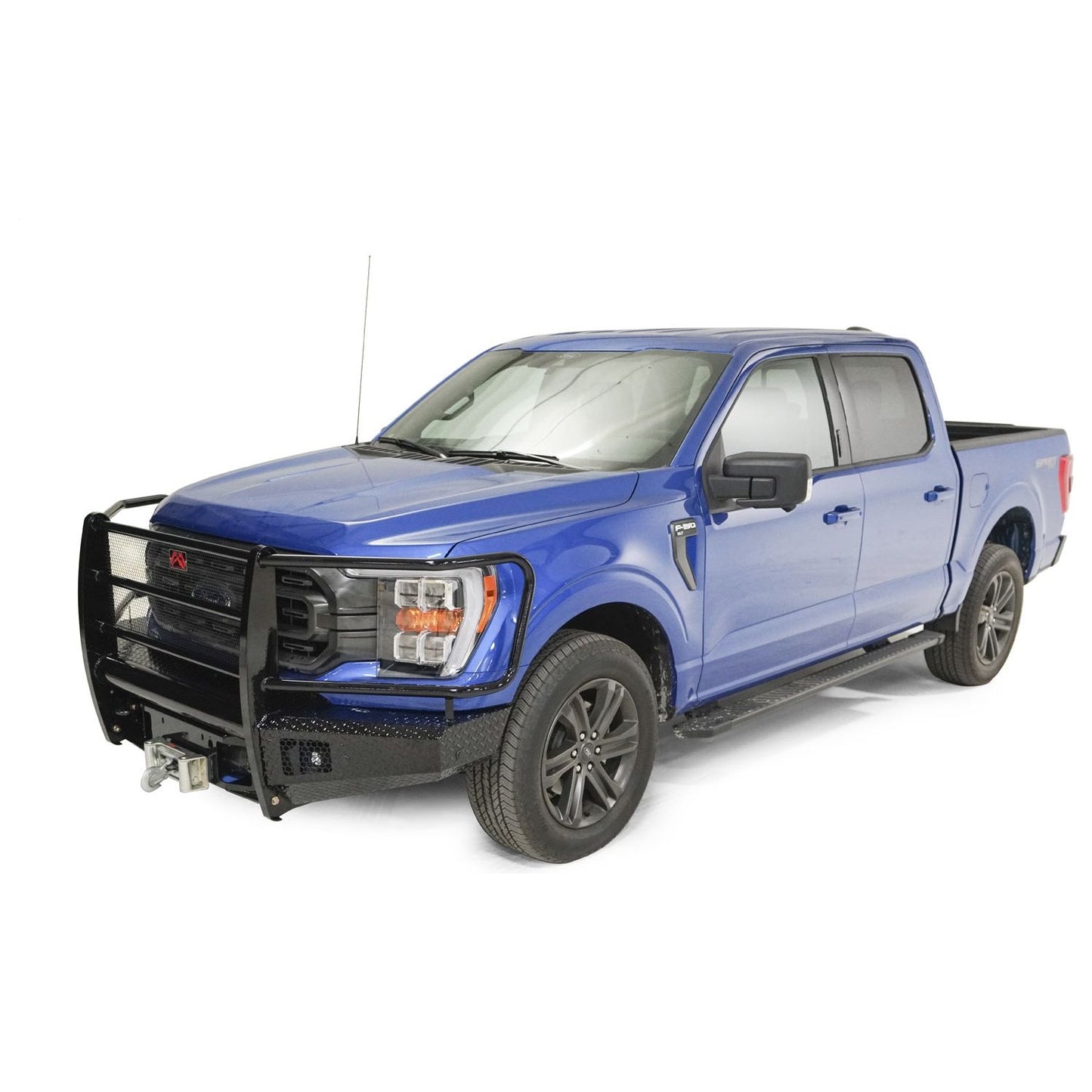 Fab Fours Black Steel Front Bumper Full Guard Incl. Tow Hooks Lower Guard 14 Gauge Steel Construction Black Powder Coat 194 lbs. Weight l FF21-K5060-1