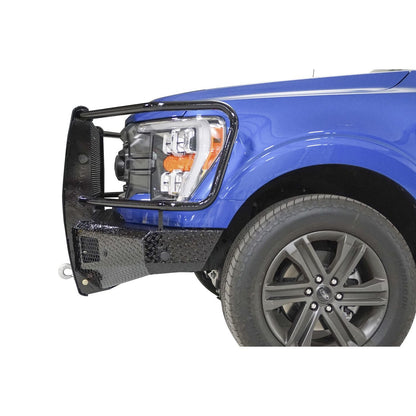 Fab Fours Black Steel Front Bumper Full Guard Incl. Tow Hooks Lower Guard 14 Gauge Steel Construction Black Powder Coat 194 lbs. Weight l FF21-K5060-1