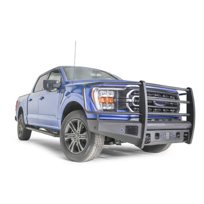 Fab Fours Elite Front Bumper Full Guard Incl. Tow Hooks Lower Guard 12 Gauge Steel Construction Black Powder Coat 194 lbs. Weight l FF21-R5060-1