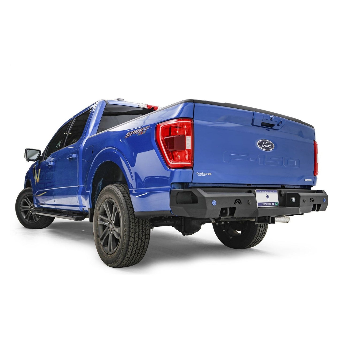 Fab Fours Premium Rear Bumper 2 Stage Black Powder Coated w/Pre-Drilled Sensor Holes l FF21-W5051-1
