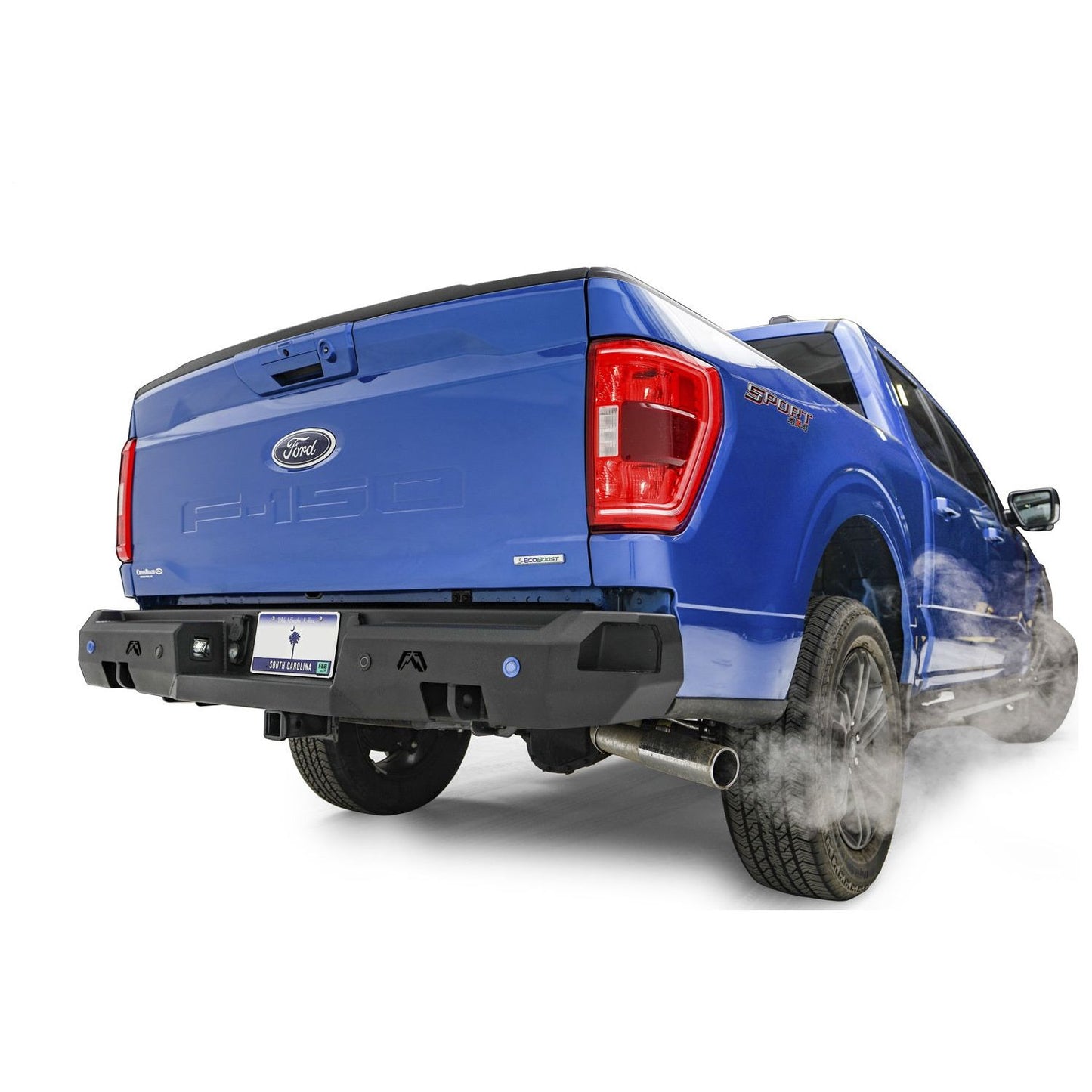 Fab Fours Premium Rear Bumper 2 Stage Black Powder Coated w/Pre-Drilled Sensor Holes l FF21-W5051-1