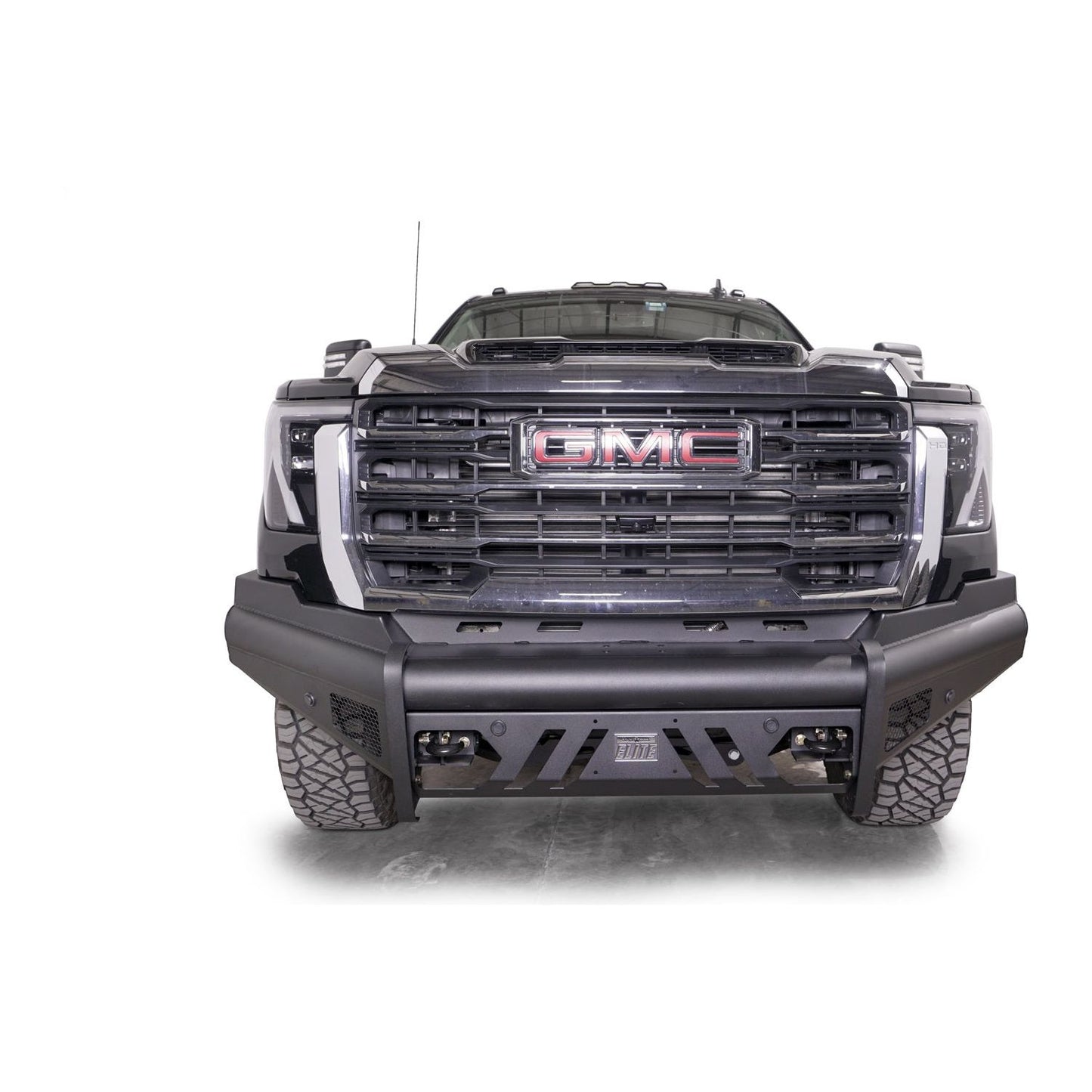 Fab Fours Elite Front Bumper w/ No Guard Black Steel w/ Sensor Incl. Tow Hooks l GM24-Q6261-1