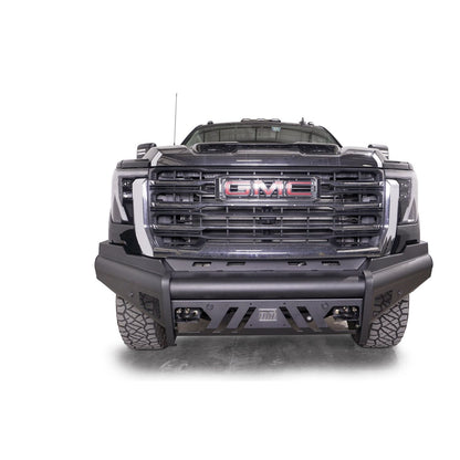Fab Fours Elite Front Bumper w/ No Guard Black Steel w/ Sensor Incl. Tow Hooks l GM24-Q6261-1