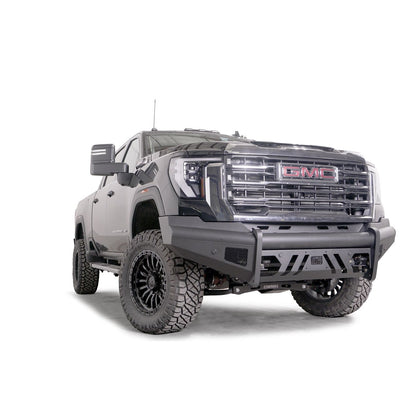 Fab Fours Elite Front Bumper w/ No Guard Black Steel w/ Sensor Incl. Tow Hooks l GM24-Q6261-1