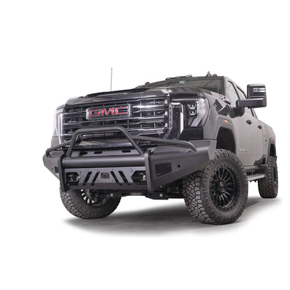 Fab Fours Elite Front Bumper w/ Pre-Runner Guard Black Steel w/ Sensor Incl. Tow Hooks l GM24-Q6262-1