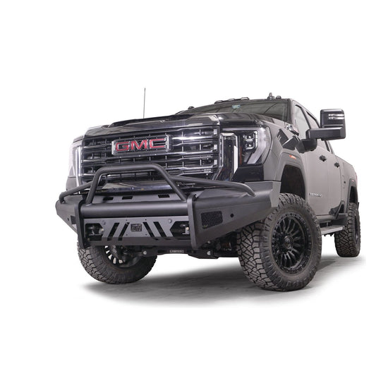 Fab Fours Elite Front Bumper w/ Pre-Runner Guard Black Steel w/ Sensor Incl. Tow Hooks l GM24-Q6262-1