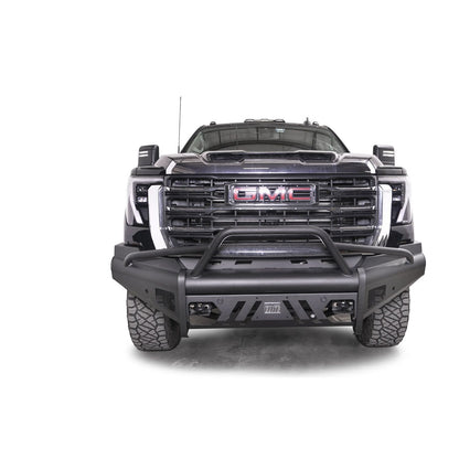 Fab Fours Elite Front Bumper w/ Pre-Runner Guard Black Steel w/ Sensor Incl. Tow Hooks l GM24-Q6262-1