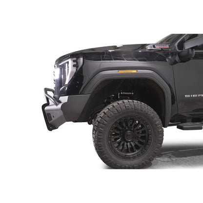 Fab Fours Elite Front Bumper w/ Pre-Runner Guard Black Steel w/ Sensor Incl. Tow Hooks l GM24-Q6262-1