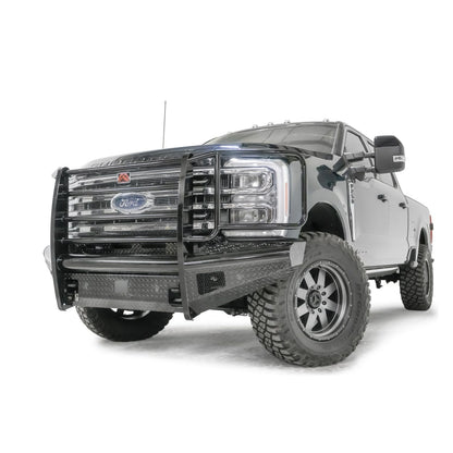 Fab Fours Black Steel Front Bumper w/Full Grill Guard Sensor Compatible Gloss Black l FS23-S5960-1