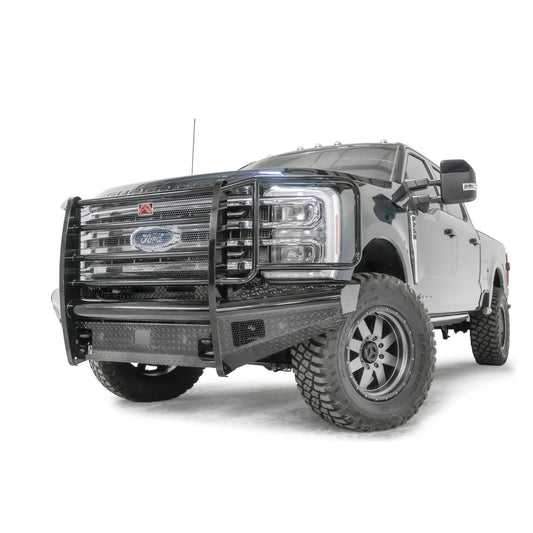 Fab Fours Black Steel Front Bumper w/Full Grill Guard Sensor Compatible Gloss Black l FS23-S5960-1