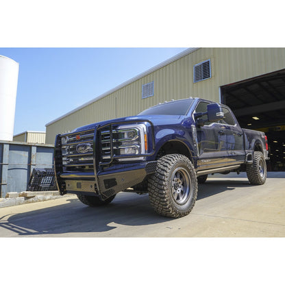 Fab Fours Black Steel Front Bumper w/Full Grill Guard Sensor Compatible Gloss Black l FS23-S5960-1