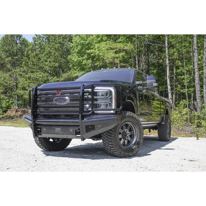 Fab Fours Black Steel Front Bumper w/Full Grill Guard Sensor Compatible Gloss Black l FS23-S5960-1