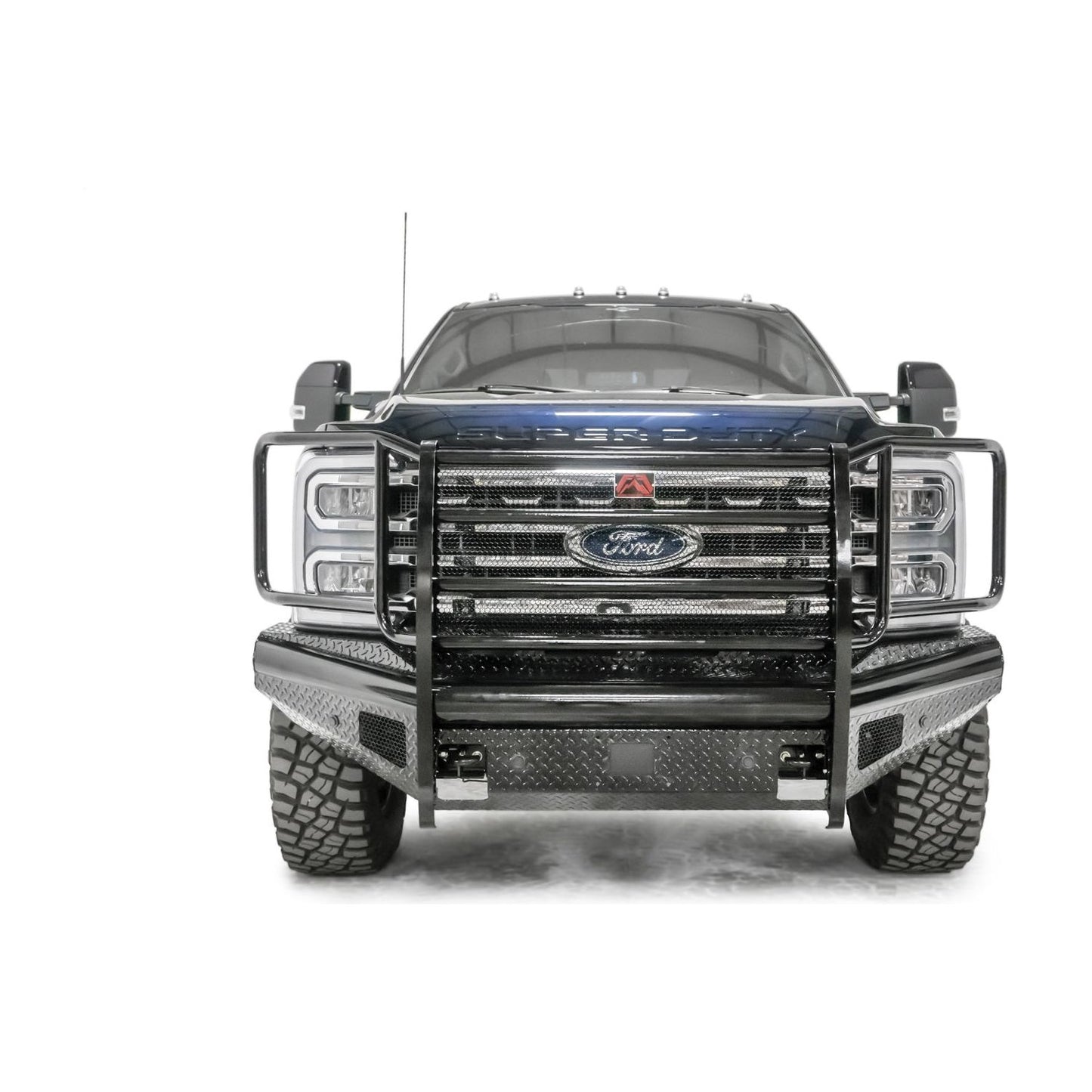 Fab Fours Black Steel Front Bumper w/Full Grill Guard Sensor Compatible Gloss Black l FS23-S5960-1