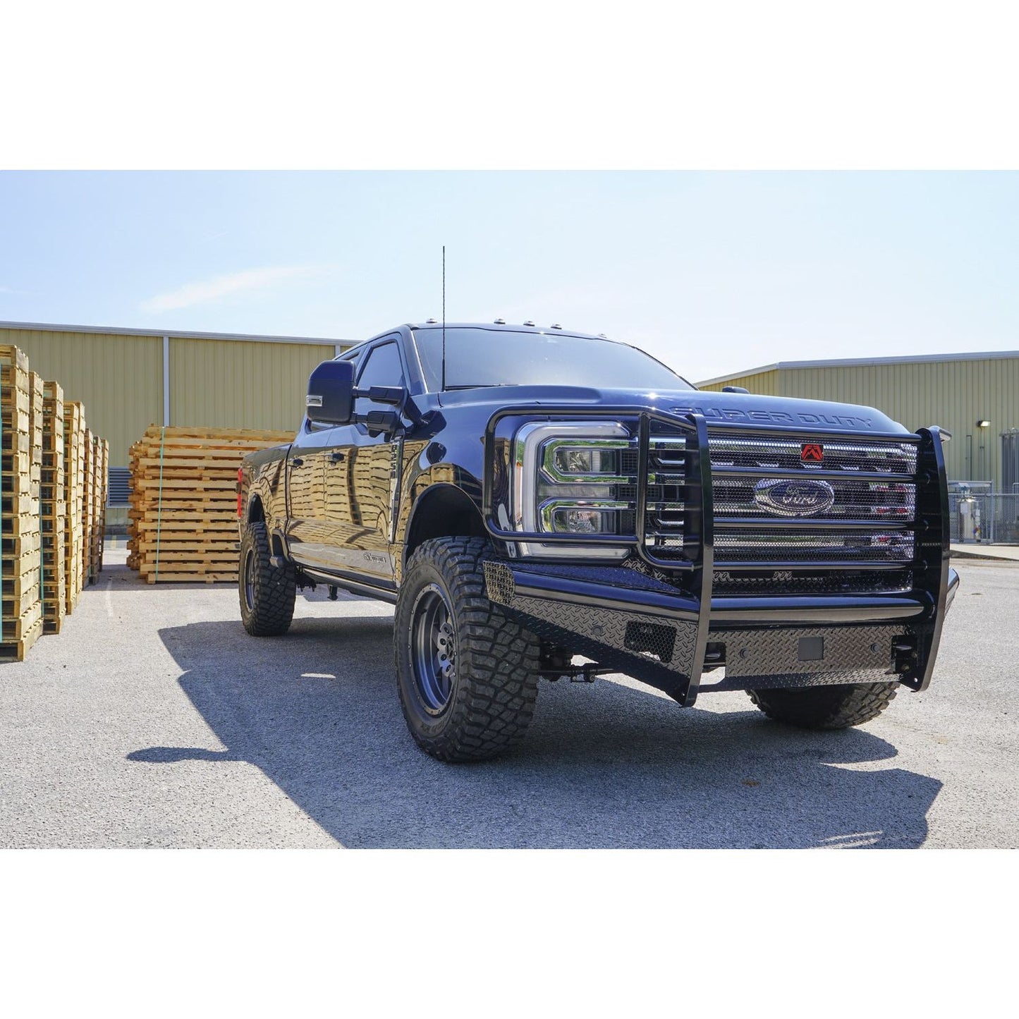 Fab Fours Black Steel Front Bumper w/Full Grill Guard Sensor Compatible Gloss Black l FS23-S5960-1